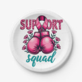 Support Squad Borstkanker Bewustzijn Handschoenen Papieren Bordje (Voorkant)