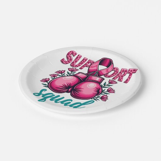 Support Squad Borstkanker Bewustzijn Handschoenen  Papieren Bordje (Gekanteld)