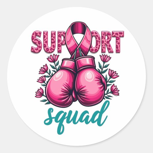 Support Squad Borstkanker Bewustzijn Handschoenen  Ronde Sticker (Voorkant)
