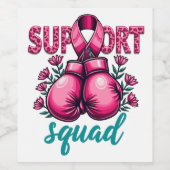 Support Squad Borstkanker Bewustzijn Handschoenen Wijn Etiket (Enkel label)