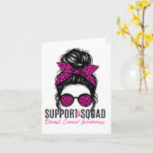 Support Squad Borstkanker Bewustzijn Messy Bun Pi Kaart (Gele Bloem)