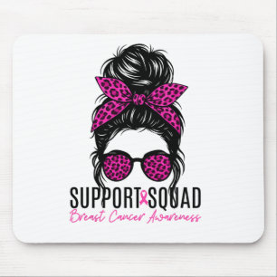 Support Squad Borstkanker Bewustzijn Messy Bun Pi Muismat
