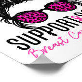 Support Squad Borstkanker Bewustzijn Messy Bun Pi Poster (Hoek)