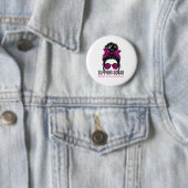 Support Squad Borstkanker Bewustzijn Messy Bun Pi Ronde Button 5,7 Cm (In situ)