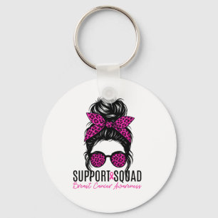 Support Squad Borstkanker Bewustzijn Messy Bun Pi Sleutelhanger