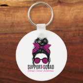 Support Squad Borstkanker Bewustzijn Messy Bun Pi Sleutelhanger (Voorkant)