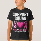 Support Squad Borstkanker Bewustzijn met Peace L T-shirt (Voorkant)