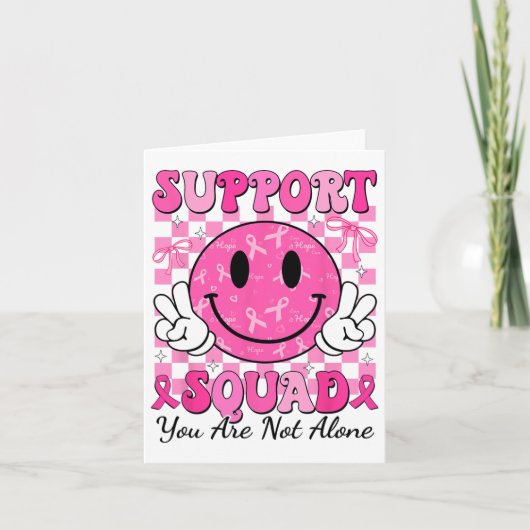 Support Squad Borstkanker Glimlach Gezicht Roze Li Kaart (Voorkant)