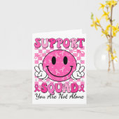 Support Squad Borstkanker Glimlach Gezicht Roze Li Kaart (Gele Bloem)