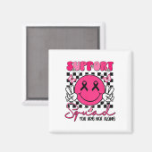 Support Squad Borstkanker Glimlach Gezicht Roze Li Magneet (Voorkant / Achterkant)