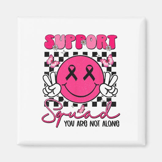 Support Squad Borstkanker Glimlach Gezicht Roze Li Magneet (Voorkant)
