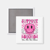 Support Squad Borstkanker Glimlach Gezicht Roze Li Magneet (Voorkant / Achterkant)