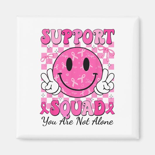 Support Squad Borstkanker Glimlach Gezicht Roze Li Magneet (Voorkant)