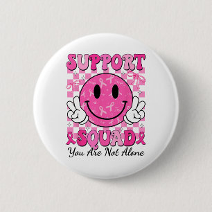 Support Squad Borstkanker Glimlach Gezicht Roze Li Ronde Button 5,7 Cm