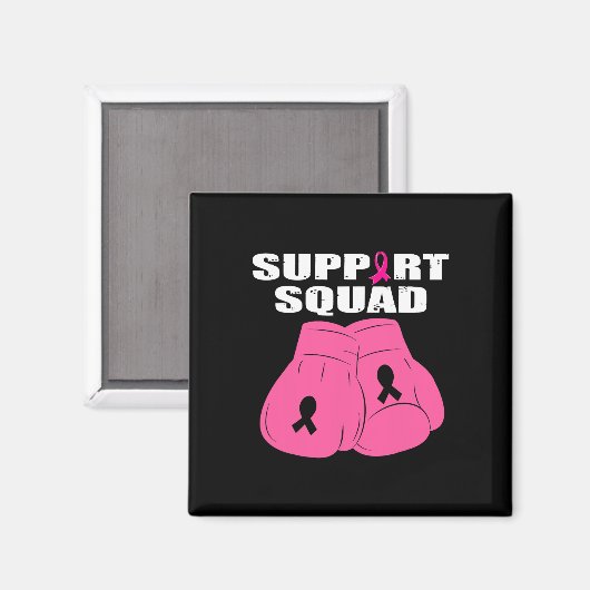 Support Squad Boxing Glove Pink Ribbon Borstkanker Magneet (Voorkant / Achterkant)