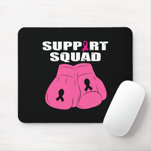 Support Squad Boxing Glove Pink Ribbon Borstkanker Muismat (Met muis)