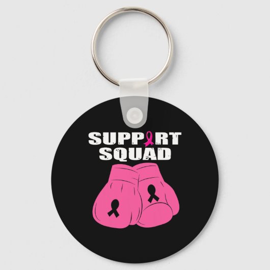 Support Squad Boxing Glove Pink Ribbon Borstkanker Sleutelhanger (Voorkant)
