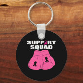 Support Squad Boxing Glove Pink Ribbon Borstkanker Sleutelhanger (Voorkant)
