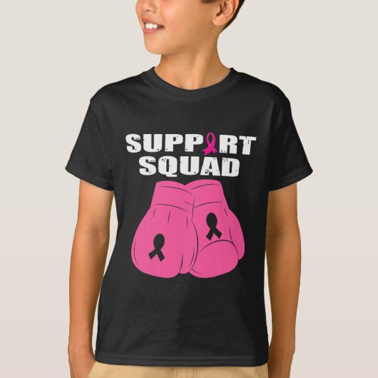 Support Squad Boxing Glove Pink Ribbon Borstkanker T-shirt (Voorkant)
