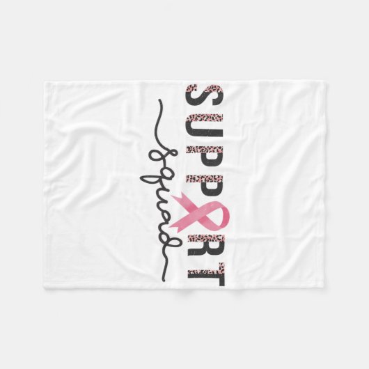 Support Squad Breast Cancer Awareness Leopard Pink Fleece Deken (Voorkant (Horizontaal))