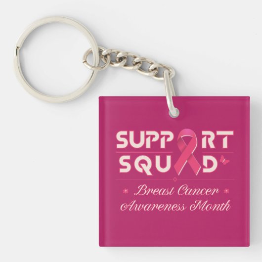 Support Squad-Breast Cancer Awareness Month Sleutelhanger (voorkant)