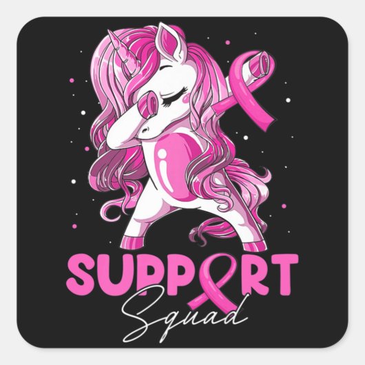 Support Squad Breast Cancer Awareness Pink Dabbing Vierkante Sticker (Voorkant)