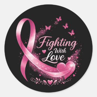 Support Squad Breast Cancer Awareness pink ribbon  Ronde Sticker