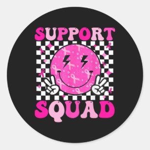 Support Squad Breast Cancer Awareness Pink Ribbon Ronde Sticker