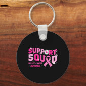 Support Squad Breast Cancer Awareness Pink Ribbon Sleutelhanger (Voorkant)
