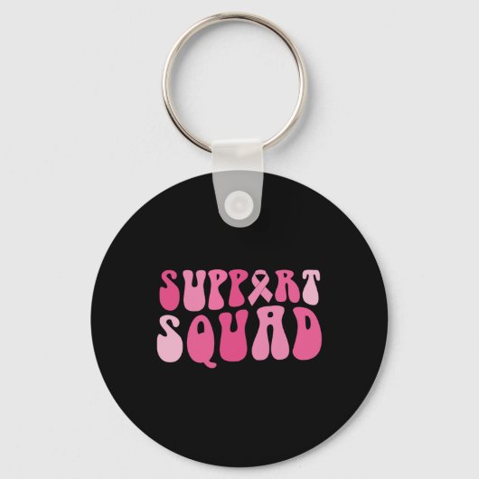 Support Squad Breast Cancer Awareness Pink Ribbon Sleutelhanger (Voorkant)