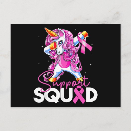 Support Squad Breast Cancer Awareness Pink Unicorn Briefkaart (Voorkant)