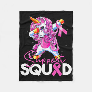 Support Squad Breast Cancer Awareness Pink Unicorn Fleece Deken
