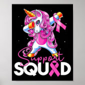 Support Squad Breast Cancer Awareness Pink Unicorn Poster (Voorkant)