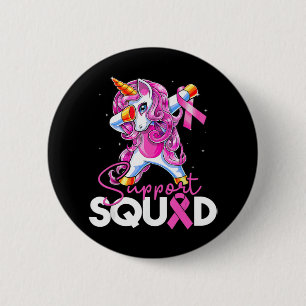 Support Squad Breast Cancer Awareness Pink Unicorn Ronde Button 5,7 Cm