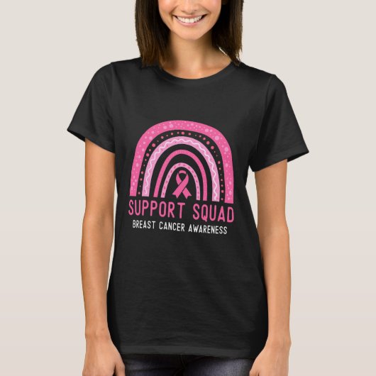 Support Squad Breast Cancer Awareness Ribbon Pink T-shirt (Voorkant)