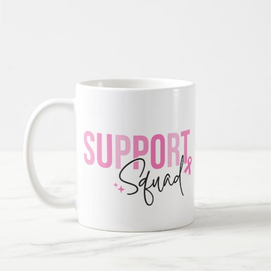 Support Squad Breast Cancer Pink Ribbon Awareness Koffiemok (Links)