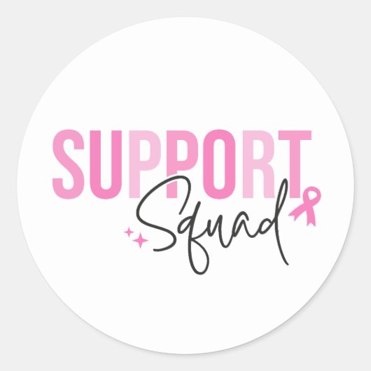 Support Squad Breast Cancer Pink Ribbon Awareness Ronde Sticker (Voorkant)