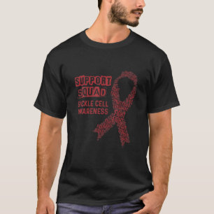 Support Squad Burgundy Ribbon Sickle Cell Awarenes T-shirt