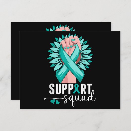Support Squad Cervicale Kanker Bewustzijn Blauwgro Bedankkaart (Voorkant / Achterkant)