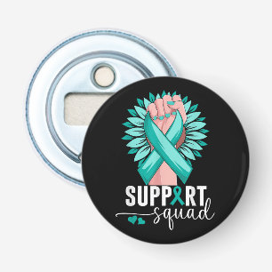 Support Squad Cervicale Kanker Bewustzijn Blauwgro Button Flesopener