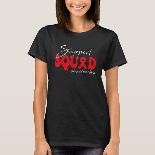 Support Squad Congenital Heart Disease Awareness R T-shirt (Voorkant)