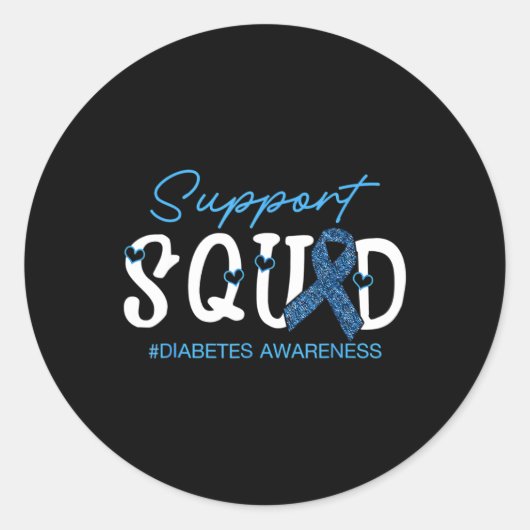 Support Squad Costume Blue Ribbon Diabetes Cancer Ronde Sticker (Voorkant)