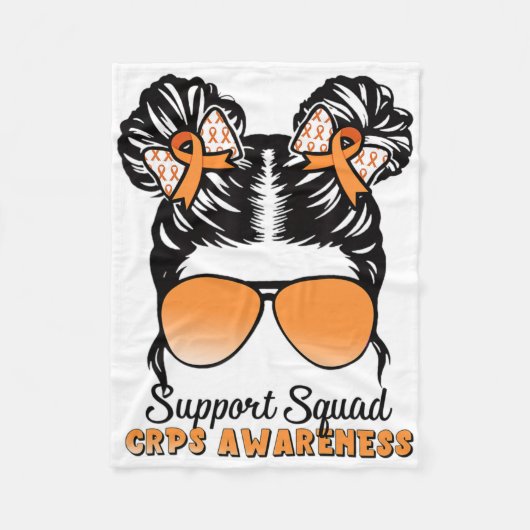 Support Squad CRPS Awareness Messy Bun Oranje RIBB Fleece Deken (Voorkant)