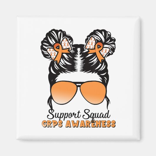 Support Squad CRPS Awareness Messy Bun Oranje RIBB Magneet (Voorkant)
