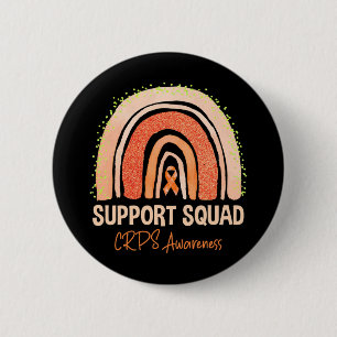 Support Squad Crps Awareness Rainbow Oranje Ribbon Ronde Button 5,7 Cm