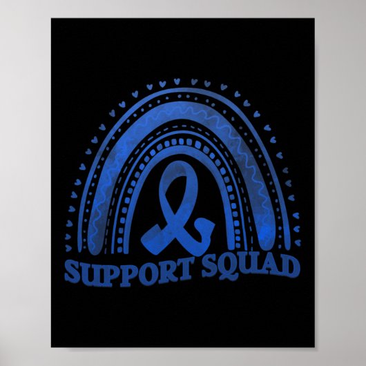 Support Squad Diabetes Awareness Blue Ribbon Poster (Voorkant)