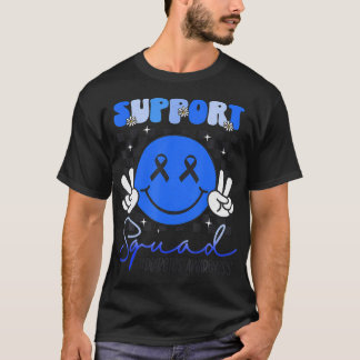Support Squad Diabetes Awareness Blue Smile Face T T-shirt