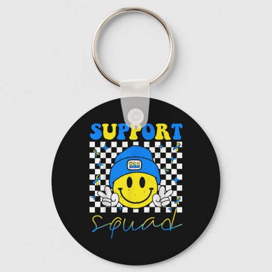 Support Squad Down Syndrome Awareness Day Groovy Sleutelhanger (Voorkant)