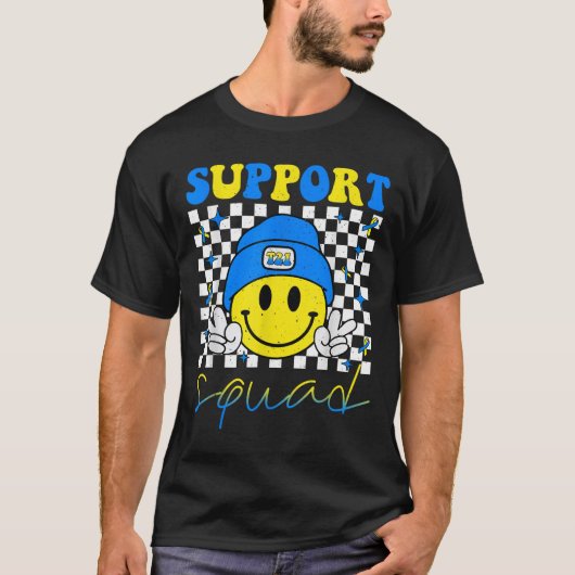 Support Squad Down Syndrome Awareness Day Groovy T-shirt (Voorkant)