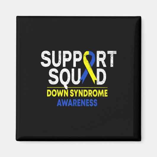 Support Squad Down Syndrome T21 Awareness Blue Yel Magneet (Voorkant)